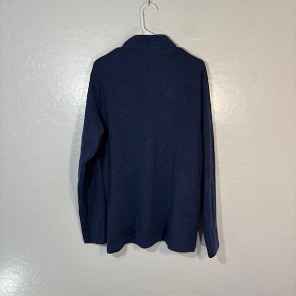 Mizzen+Main Sweater Mens Large Blue Quarter Zip Pullover Mock Neck Casual Knit - Picture 5 of 7